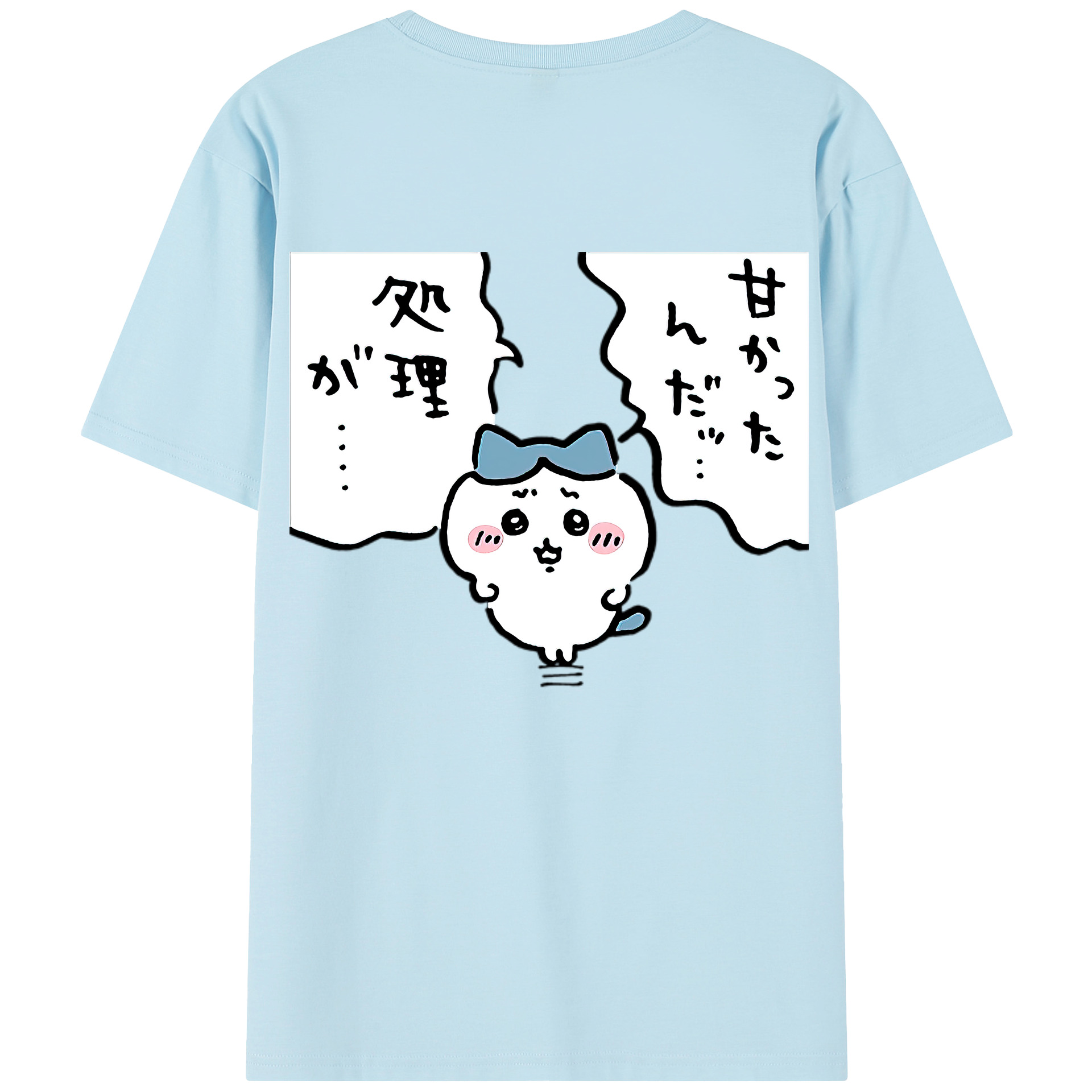 （画像用） ちいかわ ハチワレ Chii-kawa hachiware 綿100％半袖Tシャツ（背面プリント）